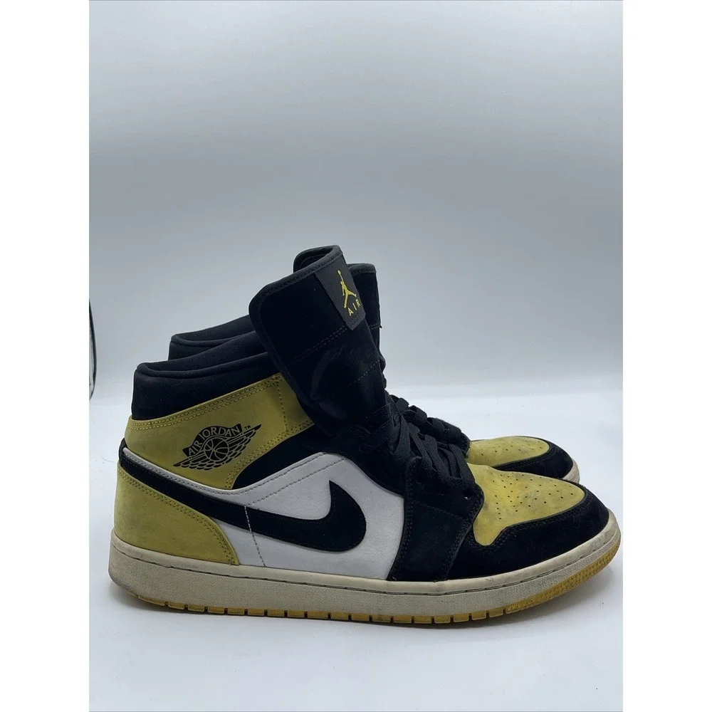 2019 Nike Air Jordan 1 Mid Yellow Toe 852542 071 Sneakers‎ Size 11.5